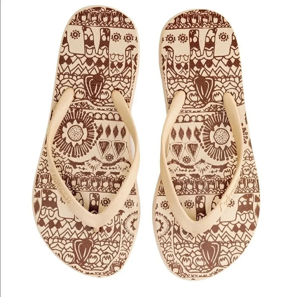 Sakroots Tobacco Batik World Encore Flip Flops Sandals